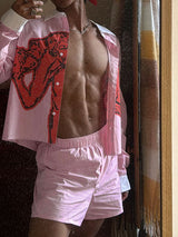 Mens Striped Print Colorblock Two Pieces Outfit SKUL07596