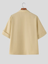 Men's Solid Color Casual Short Sleeve Shirt SKUL39365