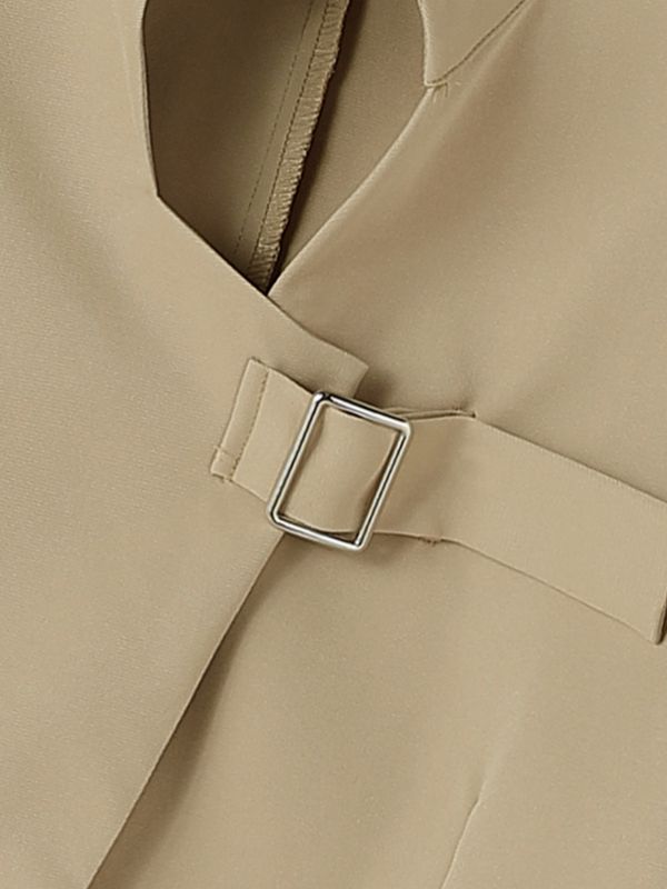 Men's Avant-Garde Deconstructed Stage Runway Asymmetric Stand Collar Buckle Cropped Blazer SKUL85938