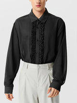 Mens Ruffle Trim Chiffon Long Sleeve Shirt SKUK30180