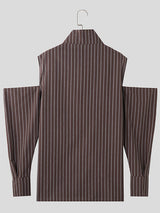 Mens Striped Irregular Design High Neck Shirt SKUK41879