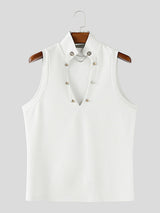 Men's Solid Texture V-Neck Casual Tank SKUL19013