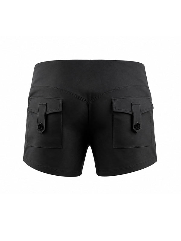 Men's Booty-Shaping High Stretch Scrunch Butt High Waist Cargo Pocket Booty Short SKUL68425