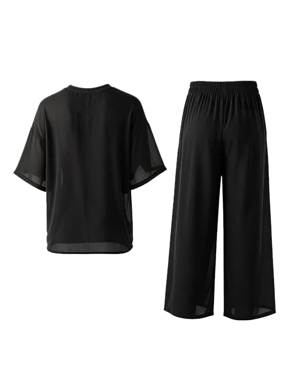 Men's Solid Color Semi Sheer Casual Two Pieces Outfit SKUL53020