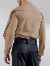 Mens Solid Stand Collar Long Sleeve Shirt SKUK50838