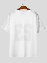 Men's Number 23 Lace Patchwork Short Sleeve T-Shirt SKUL19150