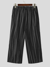 Mens Striped Print Casual Elastic Waist Pants SKUK39962