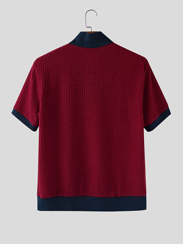 Mens Color Block Textured Short Sleeve Shirt SKUL16887