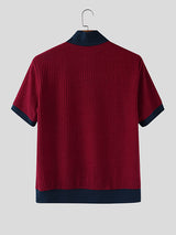 Mens Color Block Textured Short Sleeve Shirt SKUL16887