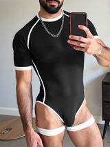 Men's Colorblock Crew Neck Short Sleeve Bodysuit SKUL21117