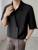 Men's Asymmetric Placket Flap Short Sleeve Shirt SKUL53008