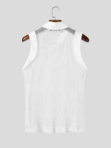 Men's Avant-Garde Asymmetrical Mock Neck Mesh Tank SKUL56627