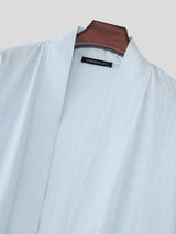 Men's Modern Neo-Chinese Deconstructed Fringe Hem Relaxed Kimono Cardigan SKUL72501