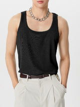 Mens Solid Square Collar Sleeveless Vest SKUK11850