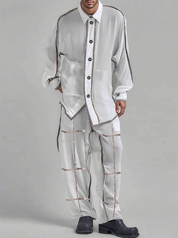 Men's Colorblock Striped Casual Two Pieces Outfit SKUL23785