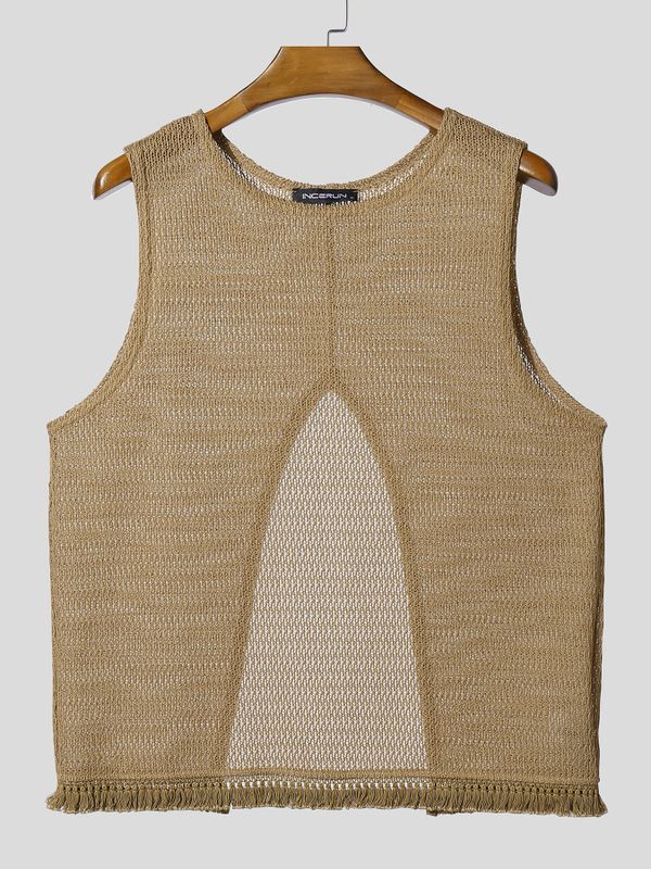 Men's Avant-Garde Split Back Textured Tank SKUL54717