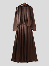 Men's Ribbon Cowl Neck Long Sleeve T-Shirt SKUL36357