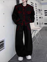 Men's Color Block Stitch Two Pieces Outfit SKUL34183