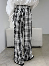 Mens Vintage Plaid Casual Wide-Leg Pant SKUK76311