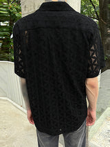 Mens Lace See Through Short Sleeve Shirt SKUK15299