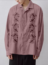 Men's Casual Embroidery Long Sleeve Shirt SKUL41023