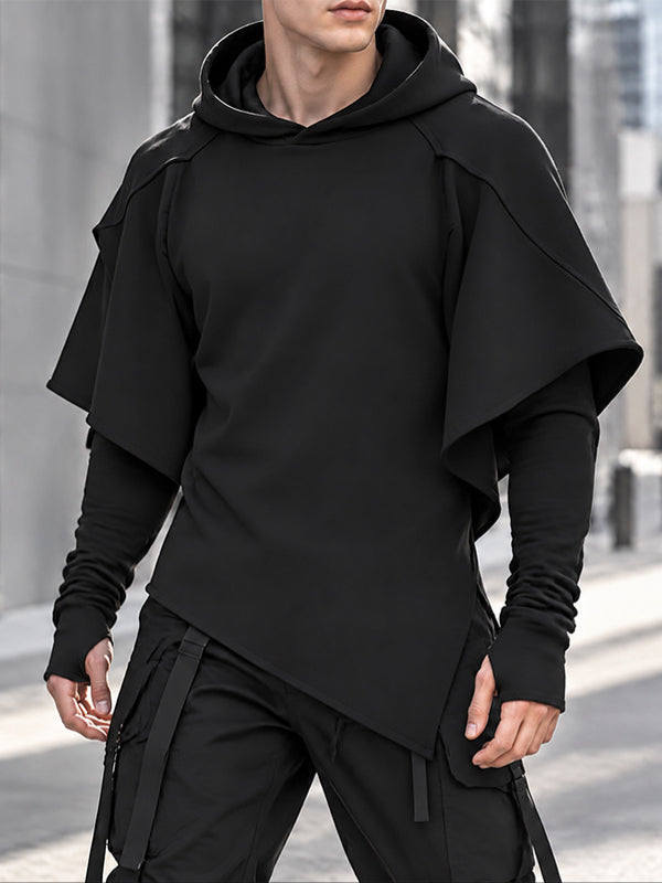 [Pre-order] Men's Avant-Garde Darkwear Nightclub Party Cape Wing Sleeve Asymmetric Hem Sweatshirt SKUL88510
