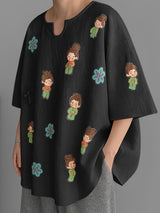 Men's Cartoon Print V Neck Half Sleeve T-Shirt SKUL38587