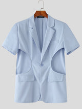 Men's Deconstructed Waist Cut Out Short Sleeve Blazer SKUL57674