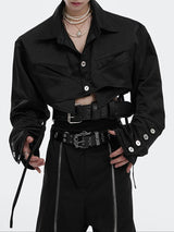 Men's Deconstructed Cropped Long Sleeve Shirt SKUL37872