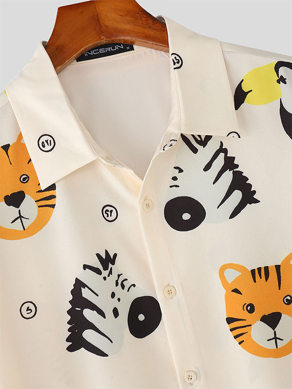 Mens Animal Print Short Sleeve Shirt SKUL16164