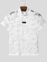 Men's Avant-Garde Semi-Sheer Floral Lace Mock Neck T-shirt SKUL58774