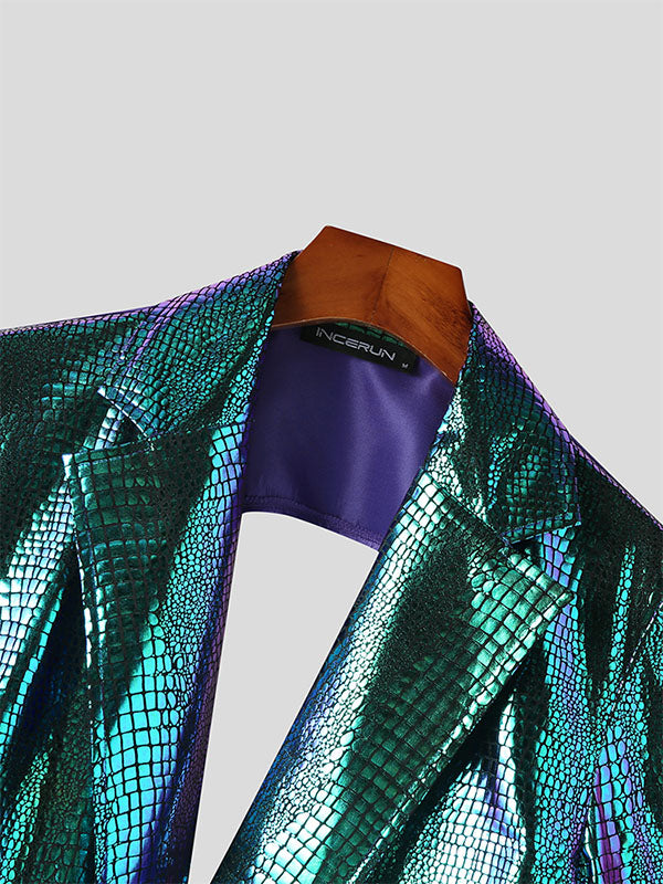 Mens Metallic Texture Patchwork Blazer Crop Top SKUK27778