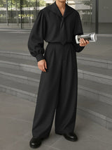 Men's Solid Navy Collar Casual Two Pieces Outfit SKUL33040