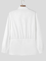 Mens Solid Color Deep V-Neck Long Sleeve Shirt SKUL01100