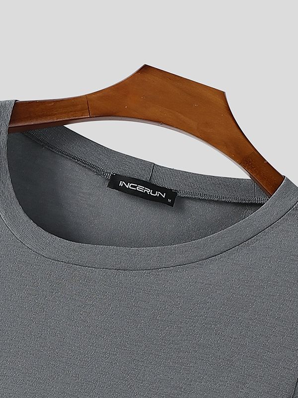 Men's Solid Color Basic Casual T-shirt SKUL34189