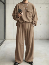 Men's Solid Color Loose Utility Pocket Two Pieces Outfit SKUL40303