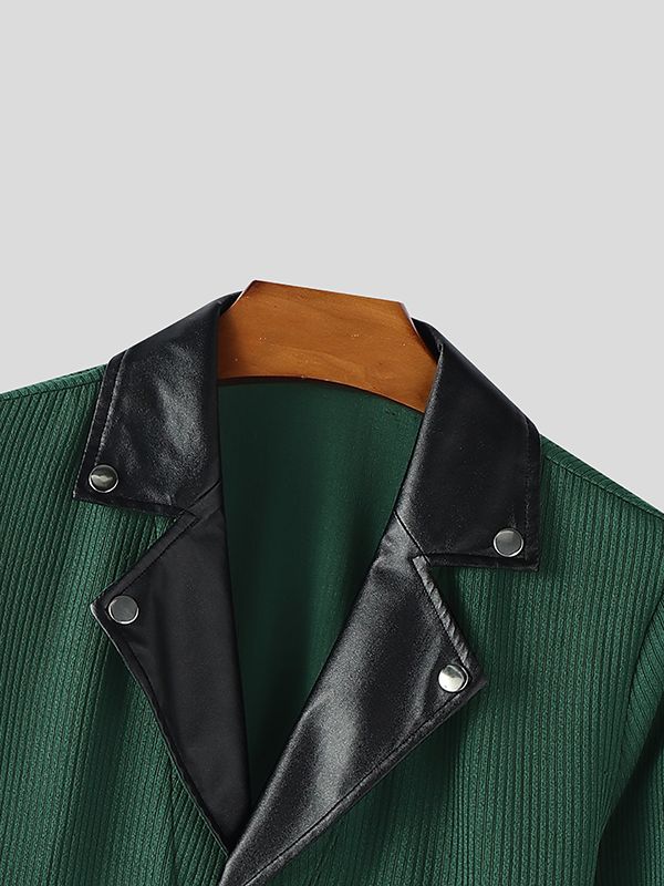 Men's Knit Textured Contrast Collar Long Sleeve Sweater SKUL45341