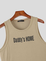 Men's Solid Color Slogan Print Casual Tank SKUL51915