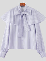 Men's Stripe Ruffle Long Sleeve Shirt SKUL47651