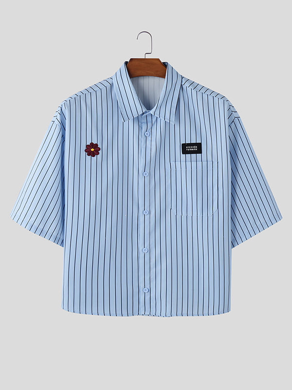 Mens Casual Striped Half Sleeve Shirt SKUL02261