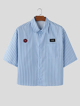 Mens Casual Striped Half Sleeve Shirt SKUL02261