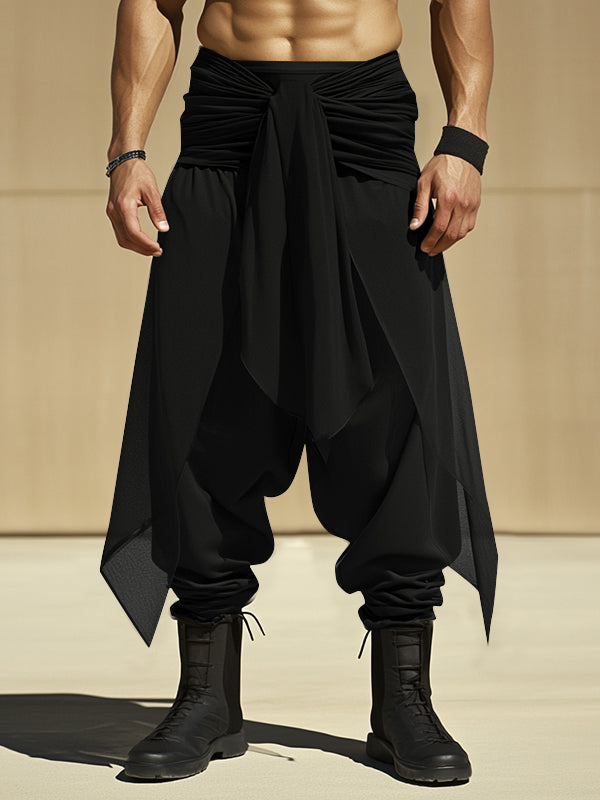Mens Solid Color Semi-Sheer Ruched Pant SKUL05269