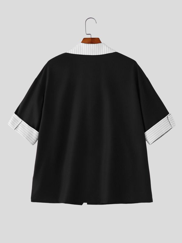 Men's Avant-Garde New Chinese Style 2-in-1 Layered Asymmetrical Shirt SKUL60171
