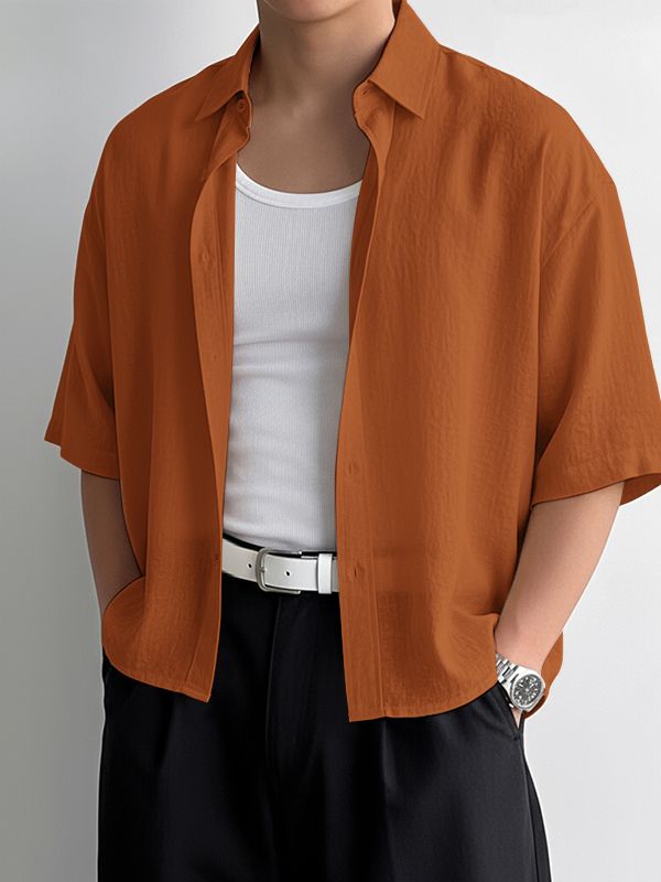 Men's Simple Solid Color Half Sleeve Shirt SKUL38533