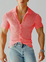 Mens Hollow-Out Mesh Short Sleeve Shirt SKUL06394