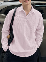 Men's Striped Turn Down Collar Long Sleeve Shirt SKUL47920