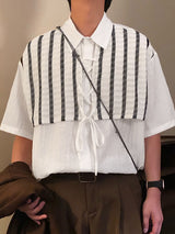 Men's Lace Patchwork Short Sleeve Shirt SKUL22324