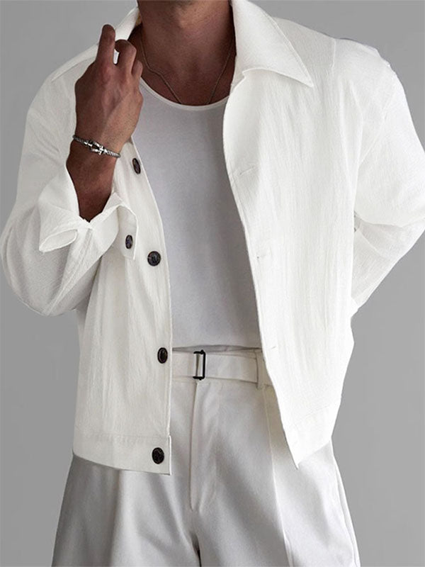 Mens Solid Color Casual Long Sleeve Shirt SKUL06374