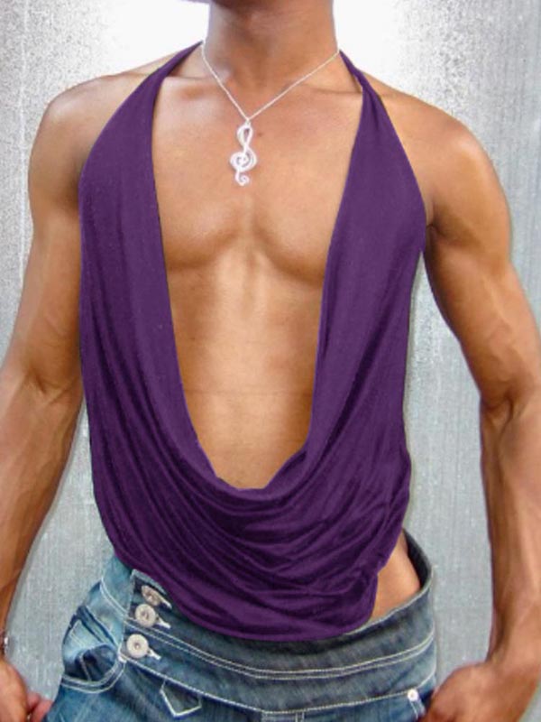 Mens Backless Off-Shoulder Design Sleeveless Tank SKUK88157