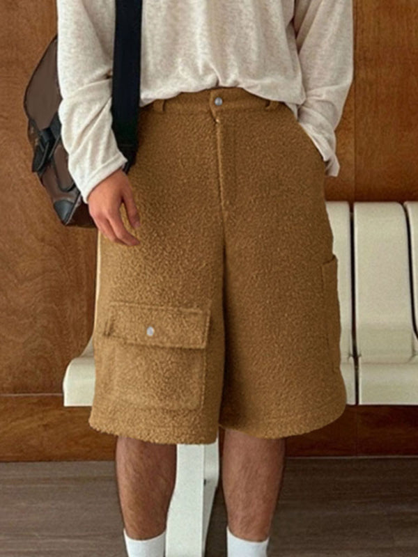 Men's Teddy Fleece Textured Casual Short SKUL29709